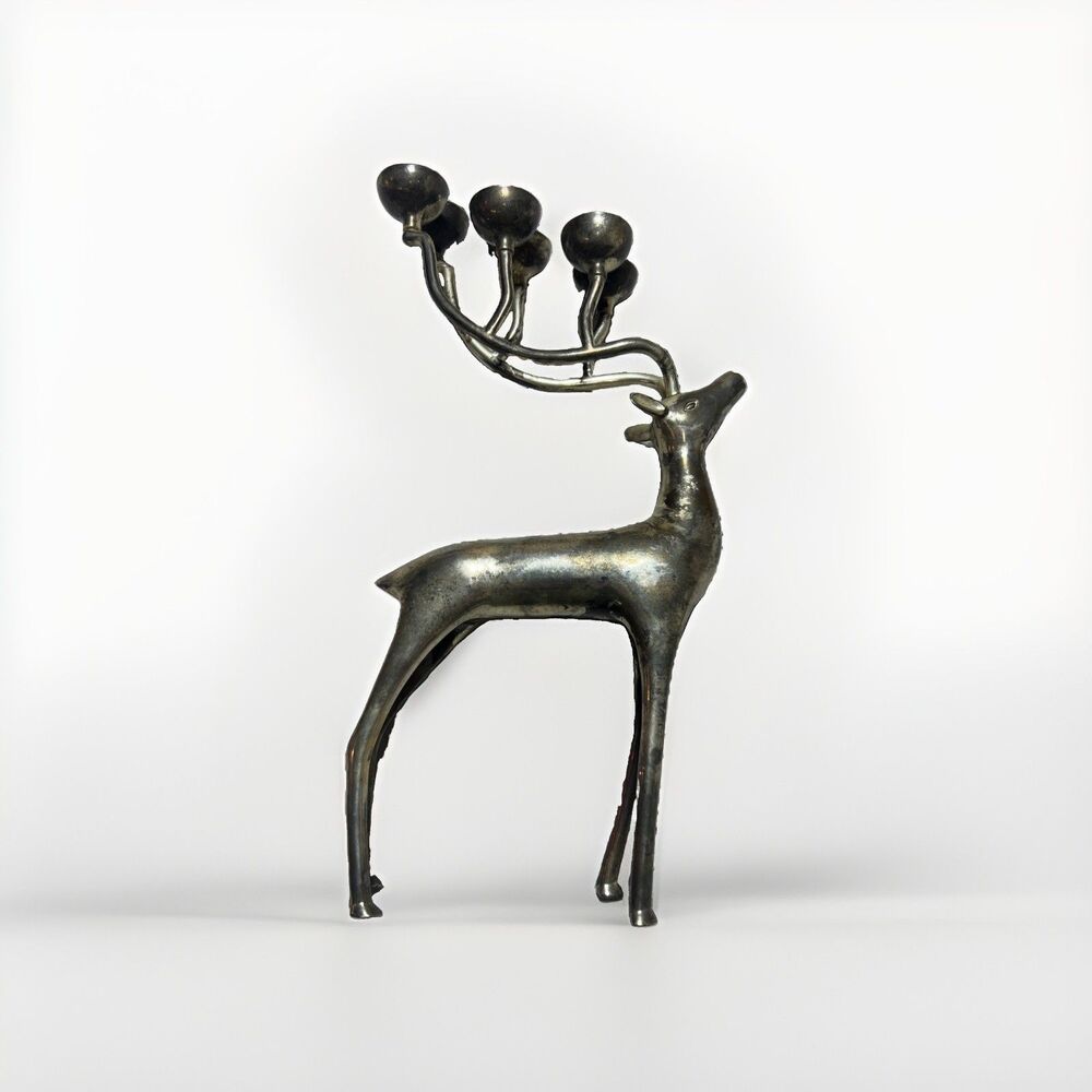 Silver Deer With Antlers, Christmas, Winter Decor, 11.5”, Godinger Silver Art